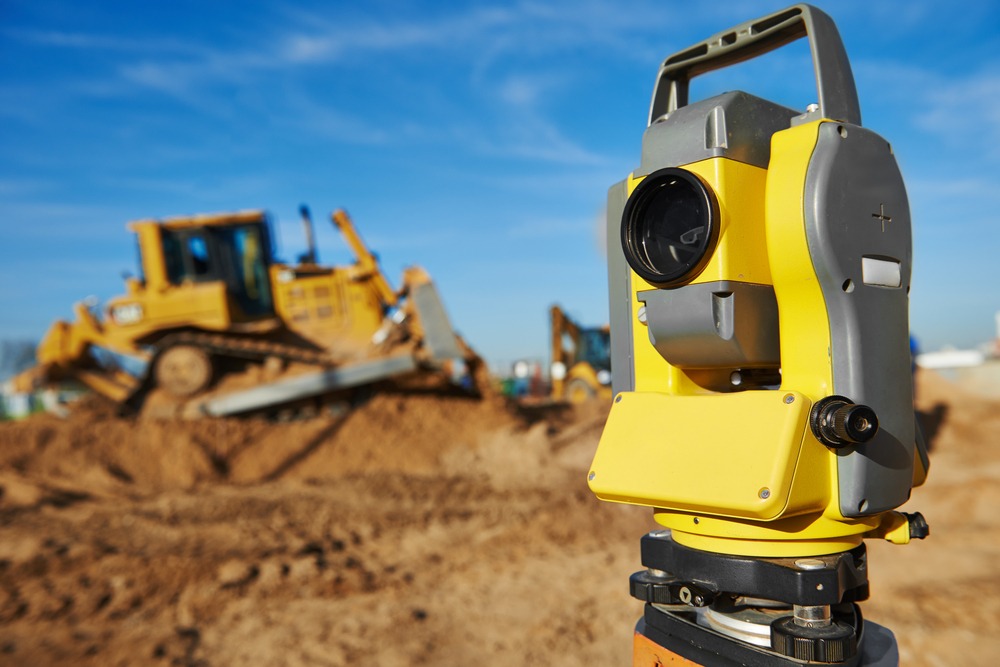 Surveyor Equipment At A Construction Site 