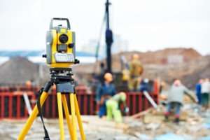 survey measuring equipment at construction site
